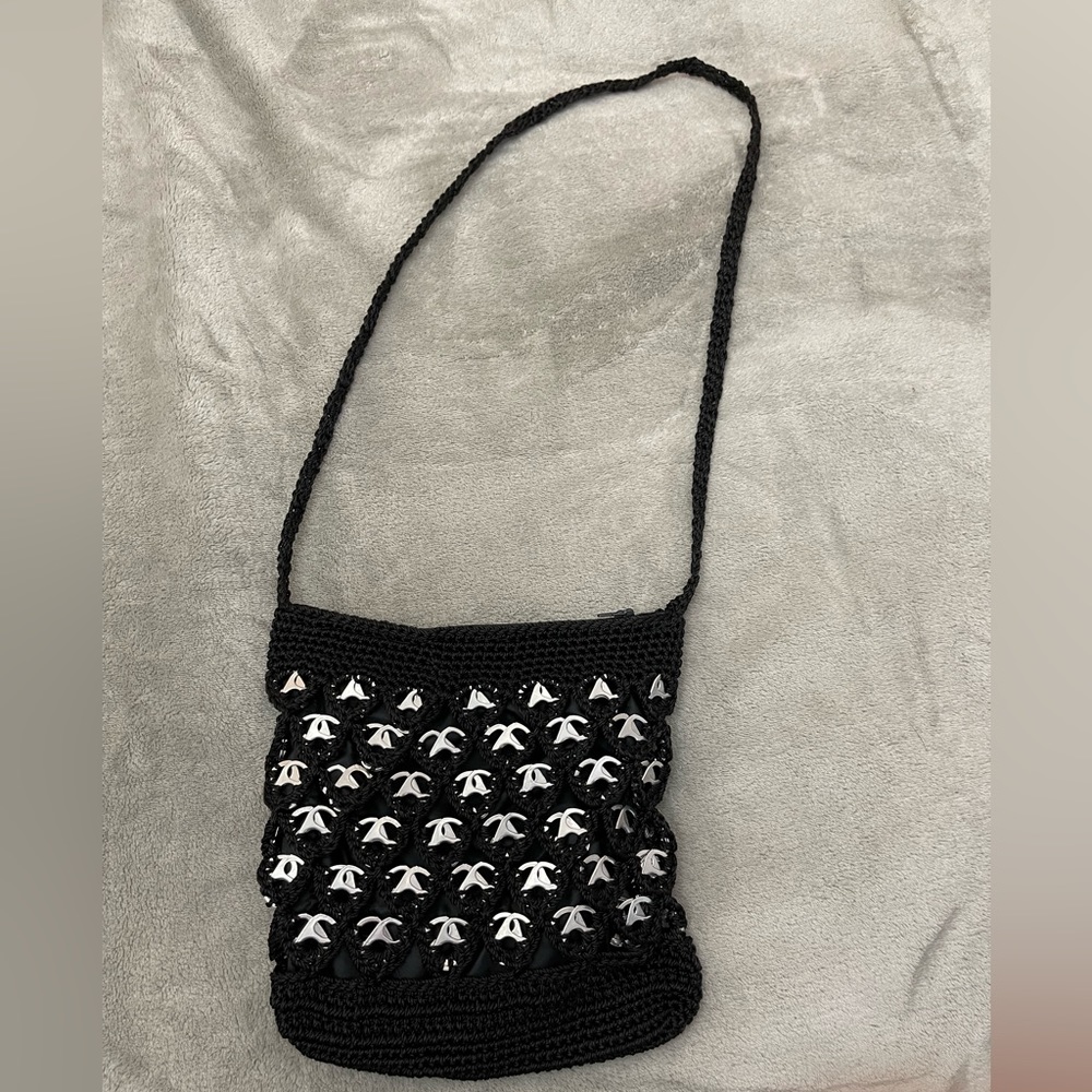 🌹Aluminum Soda Can Pull Tab Purse Black Crocheted Shoulder Bag